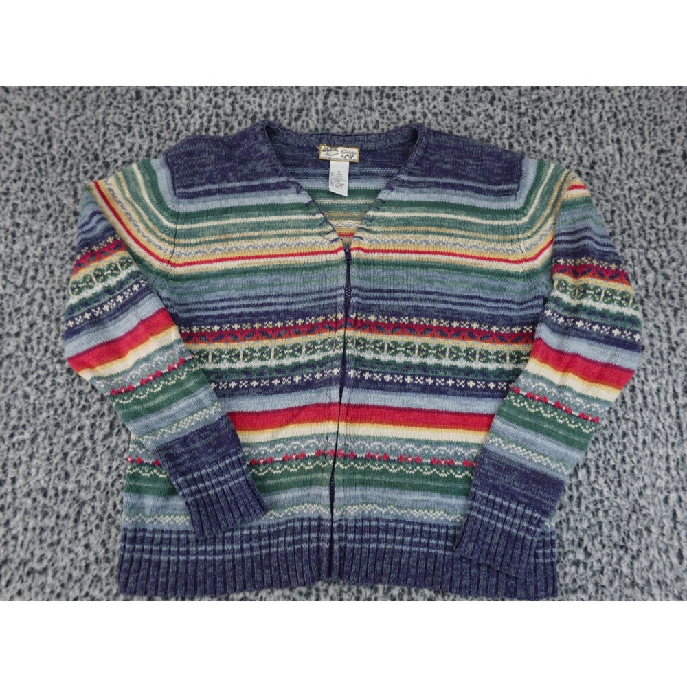 Heirloom Collectibles Zip Up Cardigan Womens Medium Multicolor Fair Isle Vintage